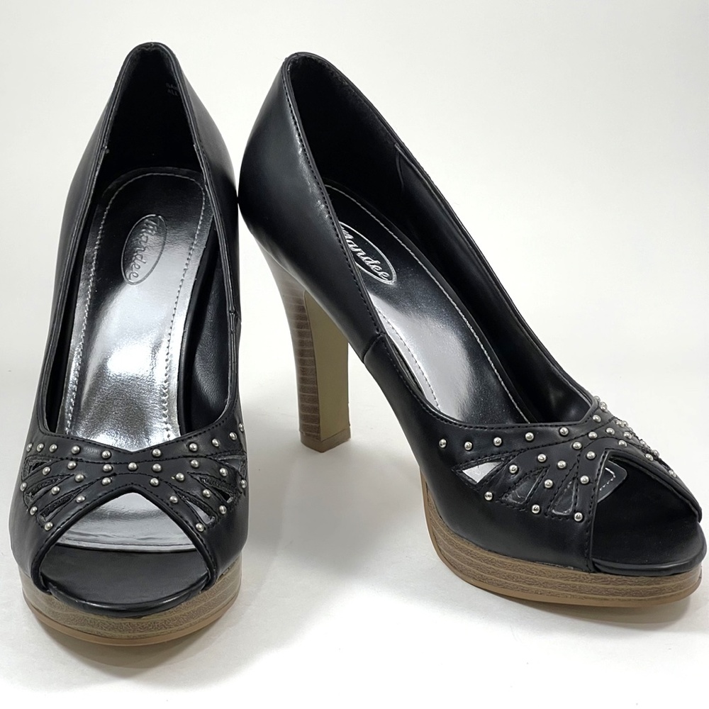 NWOB Black Vegan Leather Platform Peep-toes Size 7.5